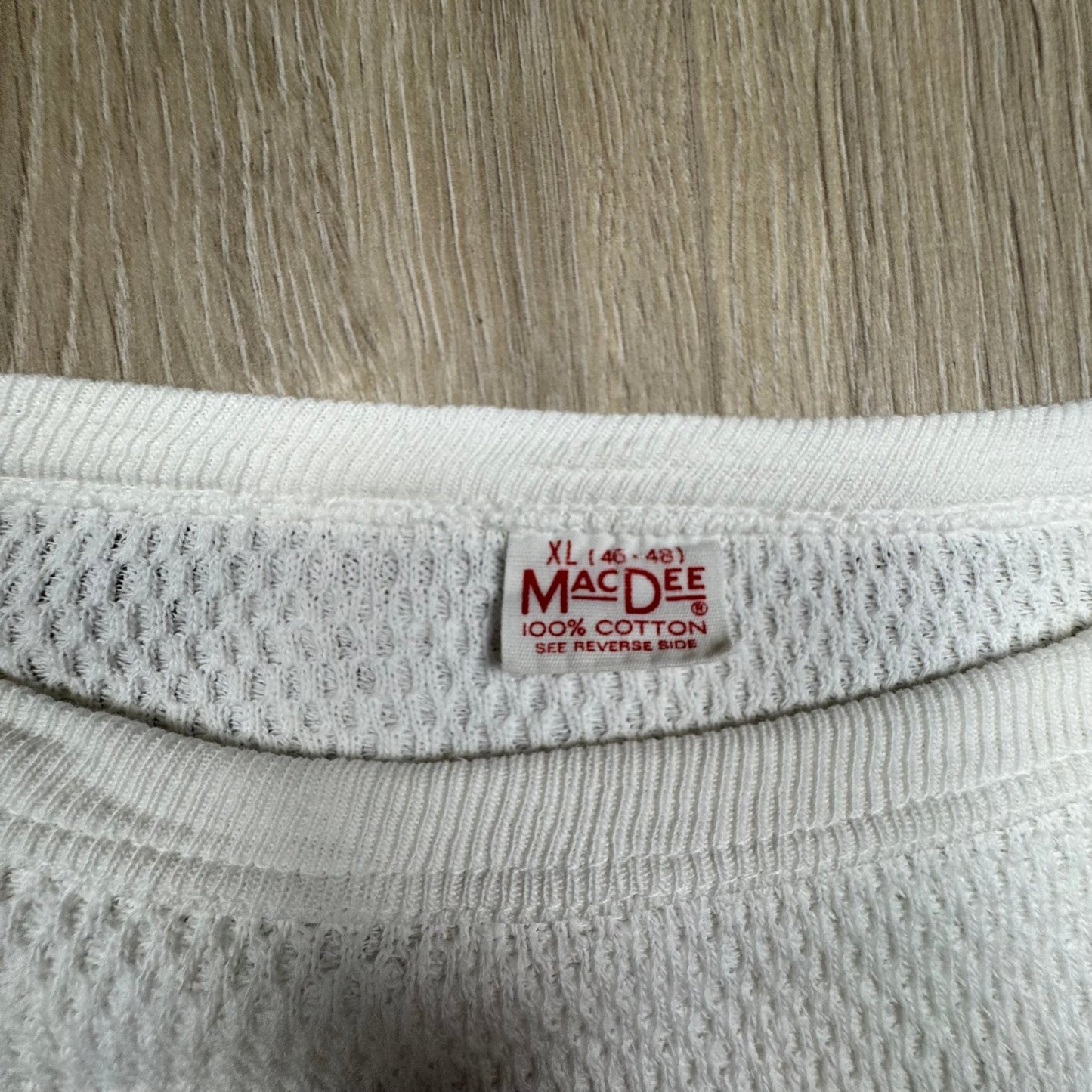 1960s - MacDee - White - Long sleeve - Thermal - XL - The Circle Collective