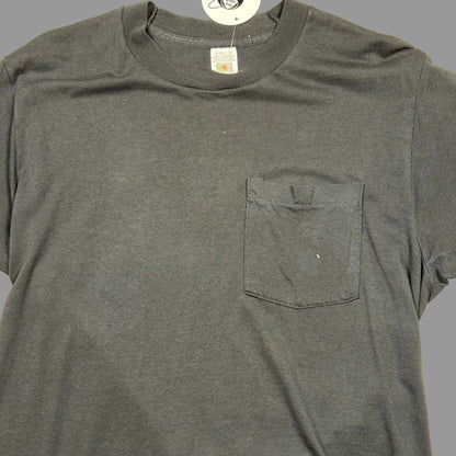 1980s - Fruit of the Loom - Faded Black - T-Shirt - Medium - The Circle Collective