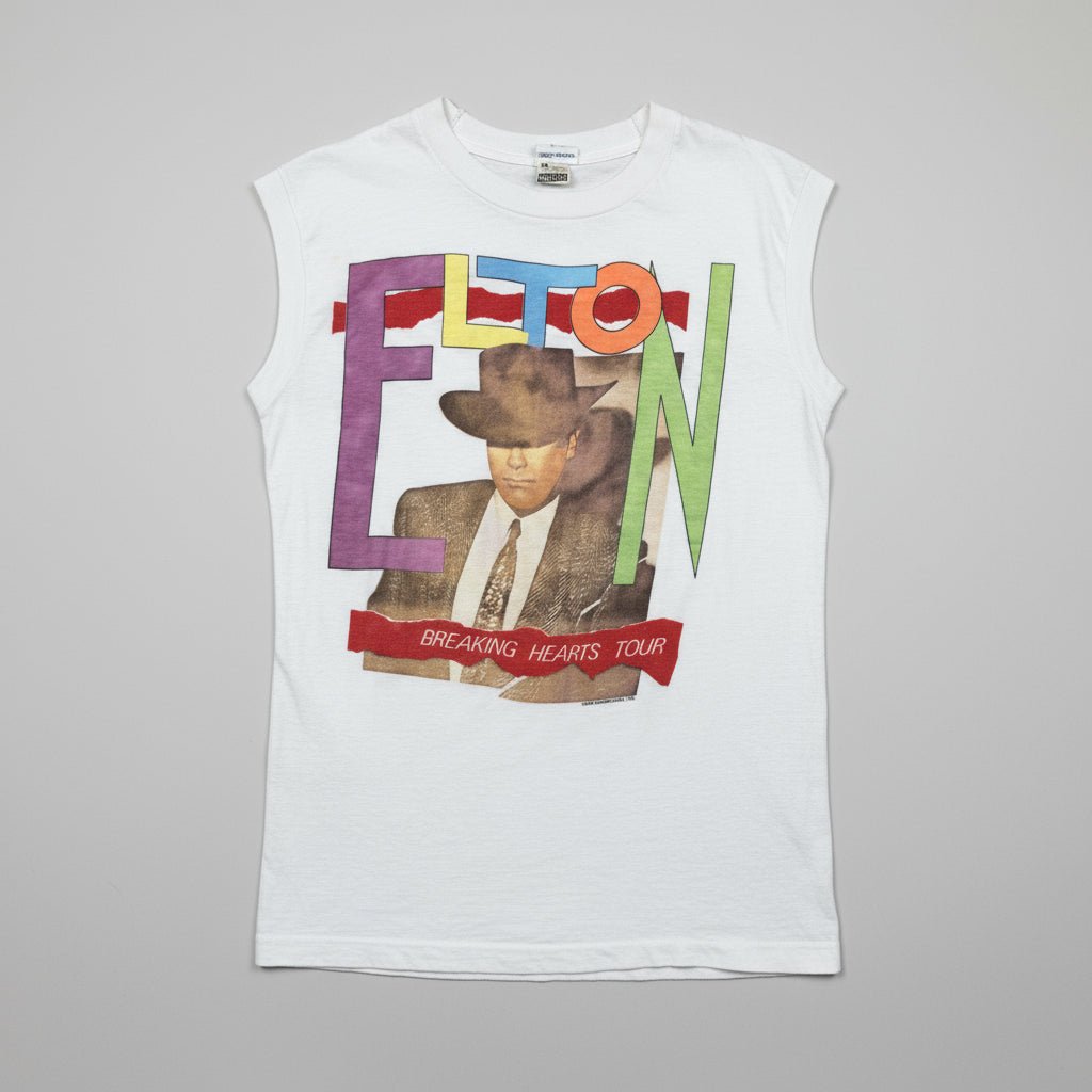 1984 - Elton John "Breaking Hearts Tour" - White - Sleeveless T-shirt - Medium - The Circle Collective