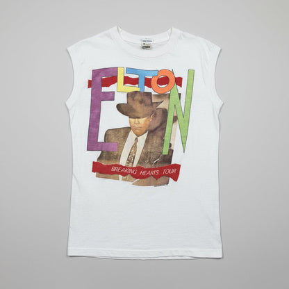 1984 - Elton John "Breaking Hearts Tour" - White - Sleeveless T-shirt - Medium - The Circle Collective