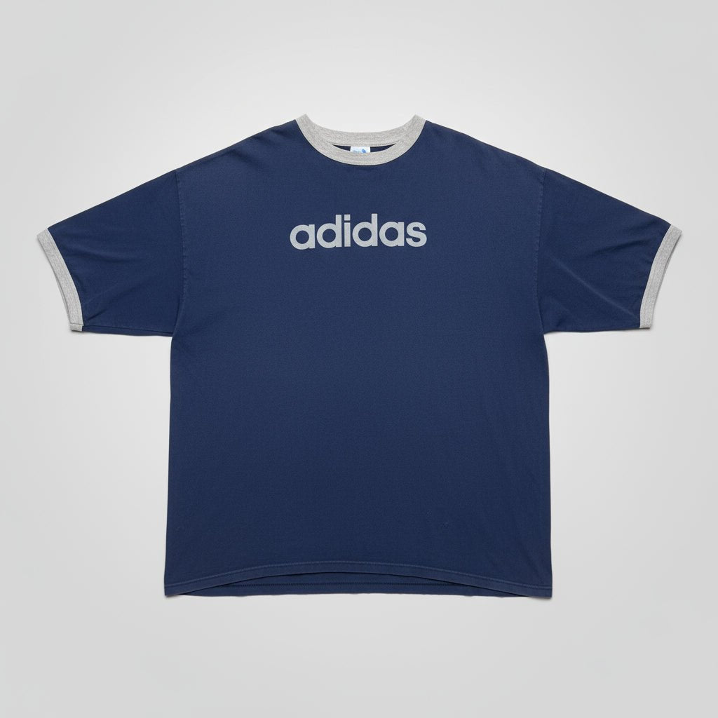 1990s - Adidas - Navy Blue - Ringer T-shirt - XXL - The Circle Collective