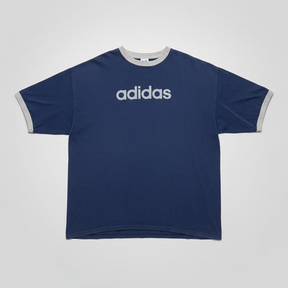 1990s - Adidas - Navy Blue - Ringer T-shirt - XXL - The Circle Collective