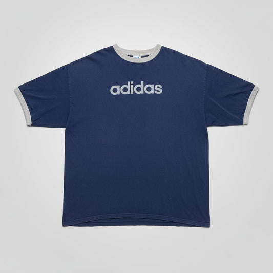 1990s - Adidas - Navy Blue - Ringer T-shirt - XXL - The Circle Collective