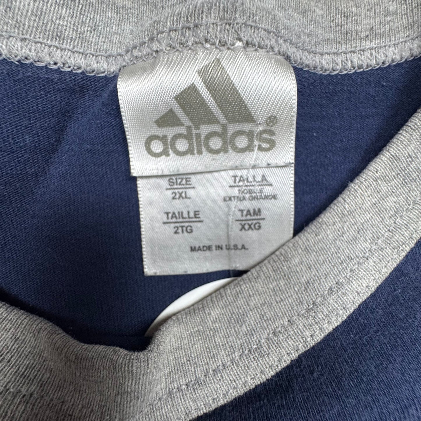 1990s - Adidas - Navy Blue - Ringer T-shirt - XXL - The Circle Collective