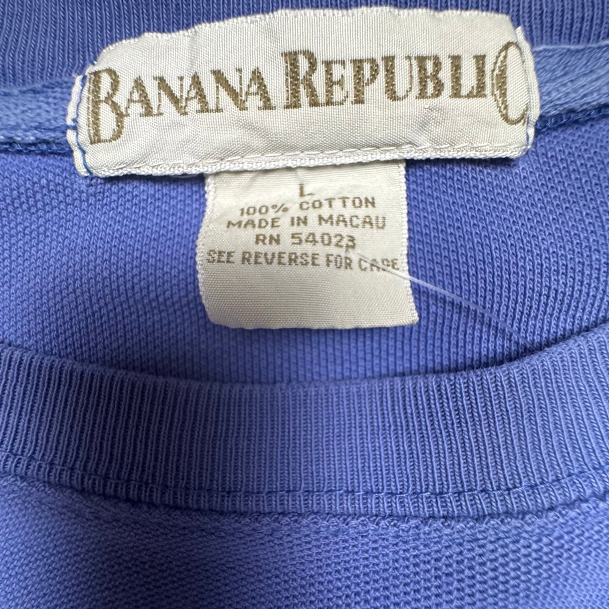 1990s - Banana Republic - Blue - Lightweight Crewneck - Large - The Circle Collective