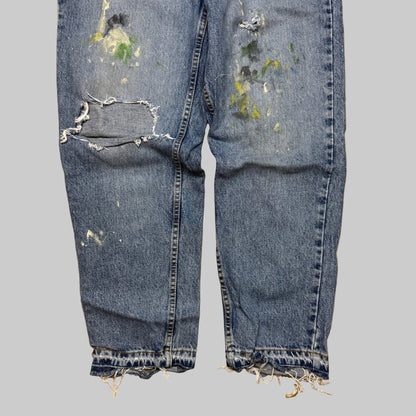 1990s - Levi's 535s - Thrashed & Paint Splattered - Jeans - 34/36 - The Circle Collective