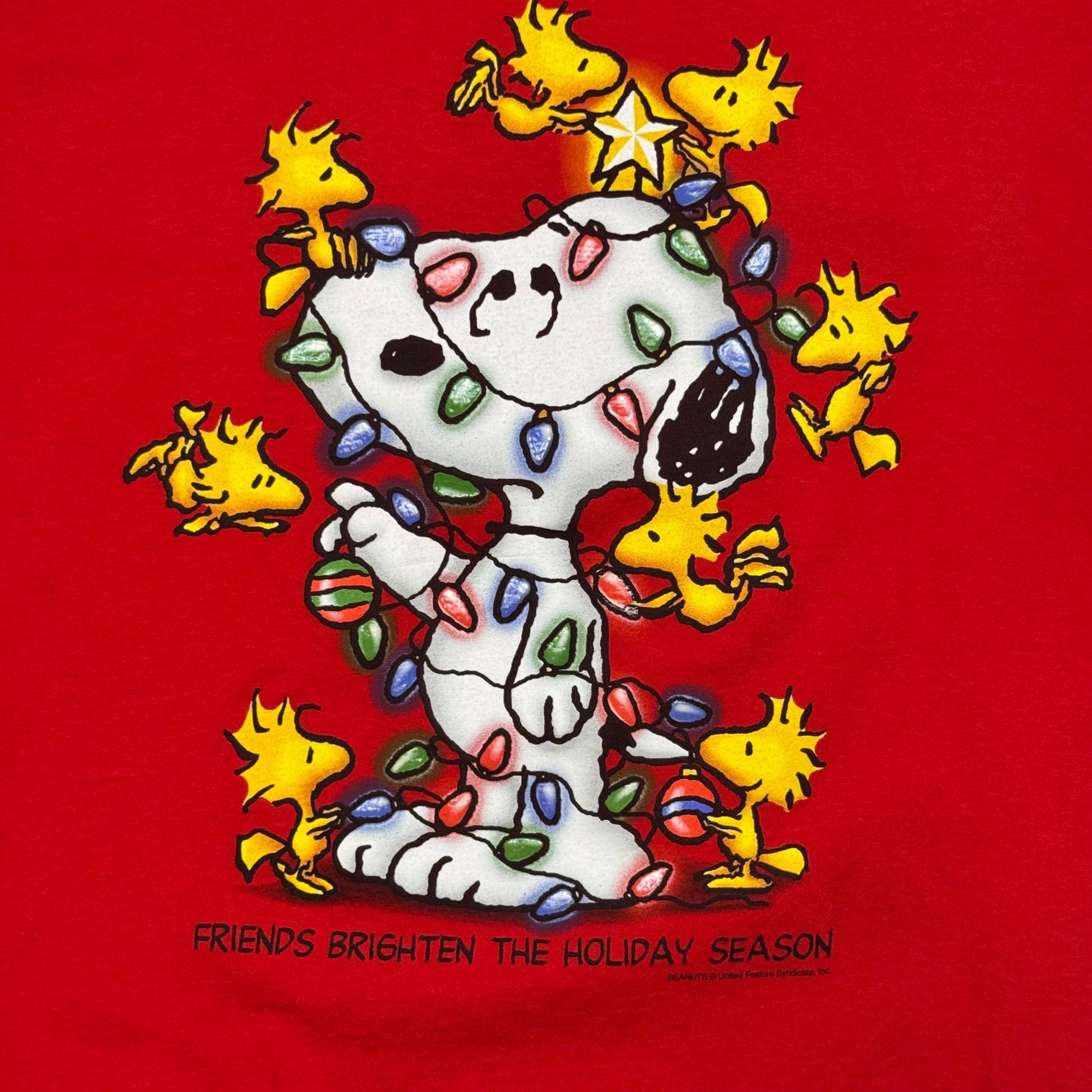 1990s - Peanuts Christmas - Red - T-shirt - Large - The Circle Collective