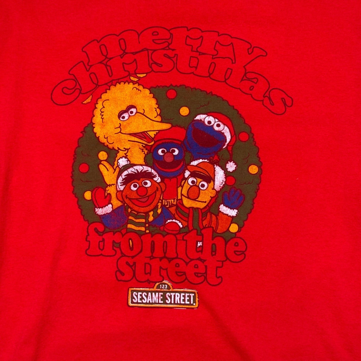 1990s - Sesame Street Christmas - Red - T-shirts - Medium - The Circle Collective