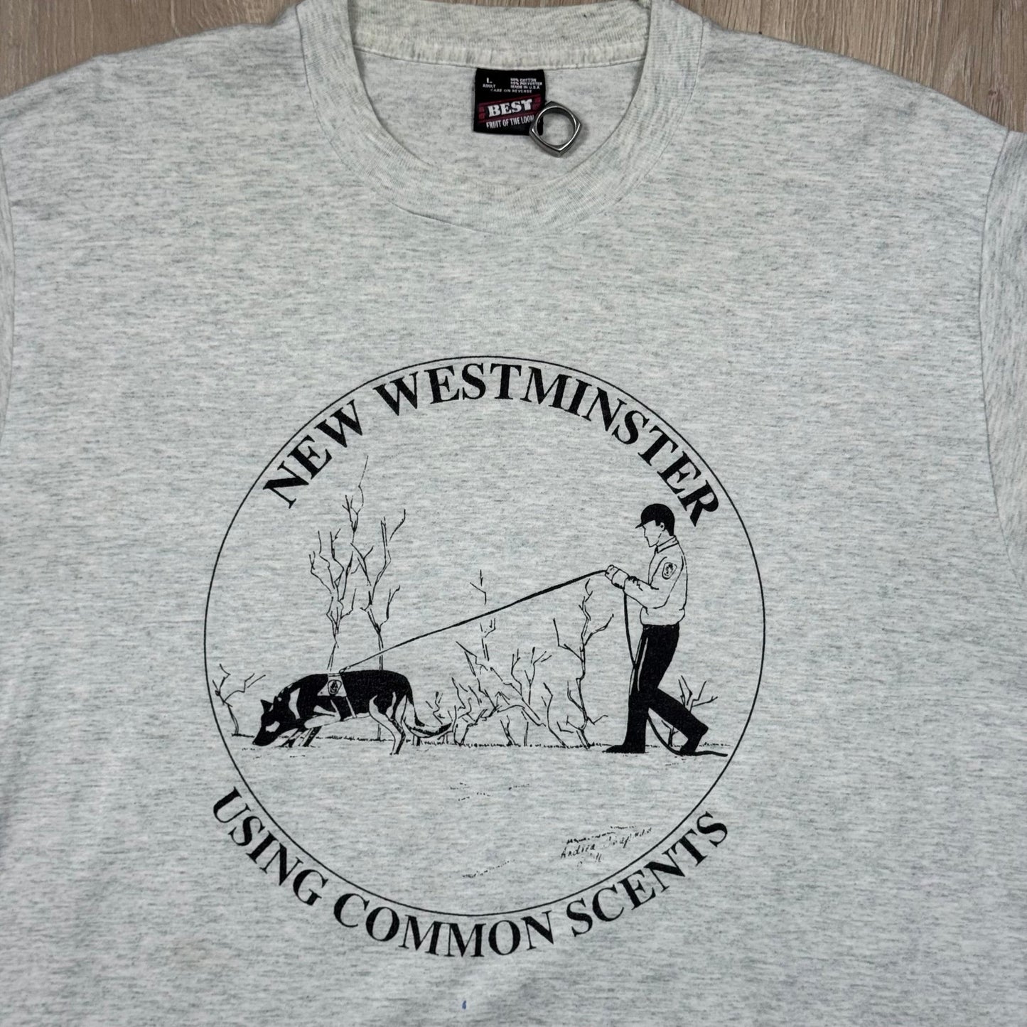 1996 - New Westminster Using Common Scents - Grey - T-shirt - Large - The Circle Collective