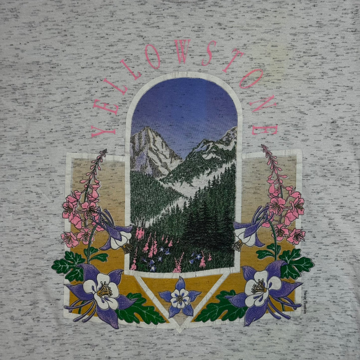 1990s - Yellowstone National Park - Grey & Pink - Double T-Shirt - XL
