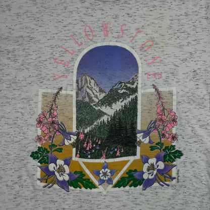 1990s - Yellowstone National Park - Grey & Pink - Double T-Shirt - XL