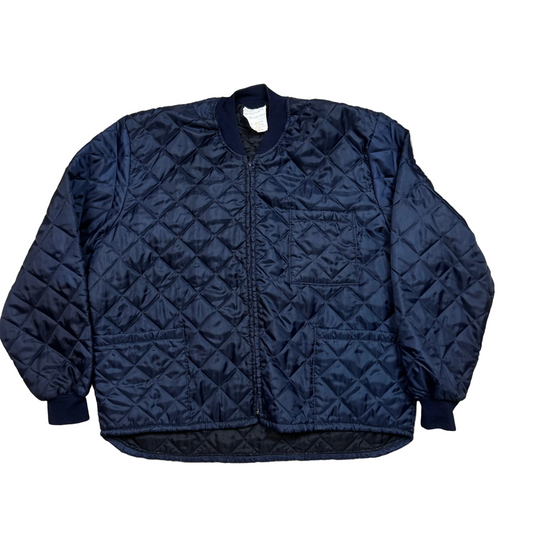 1990s - Navy Blue - Freezer Jacket - Large