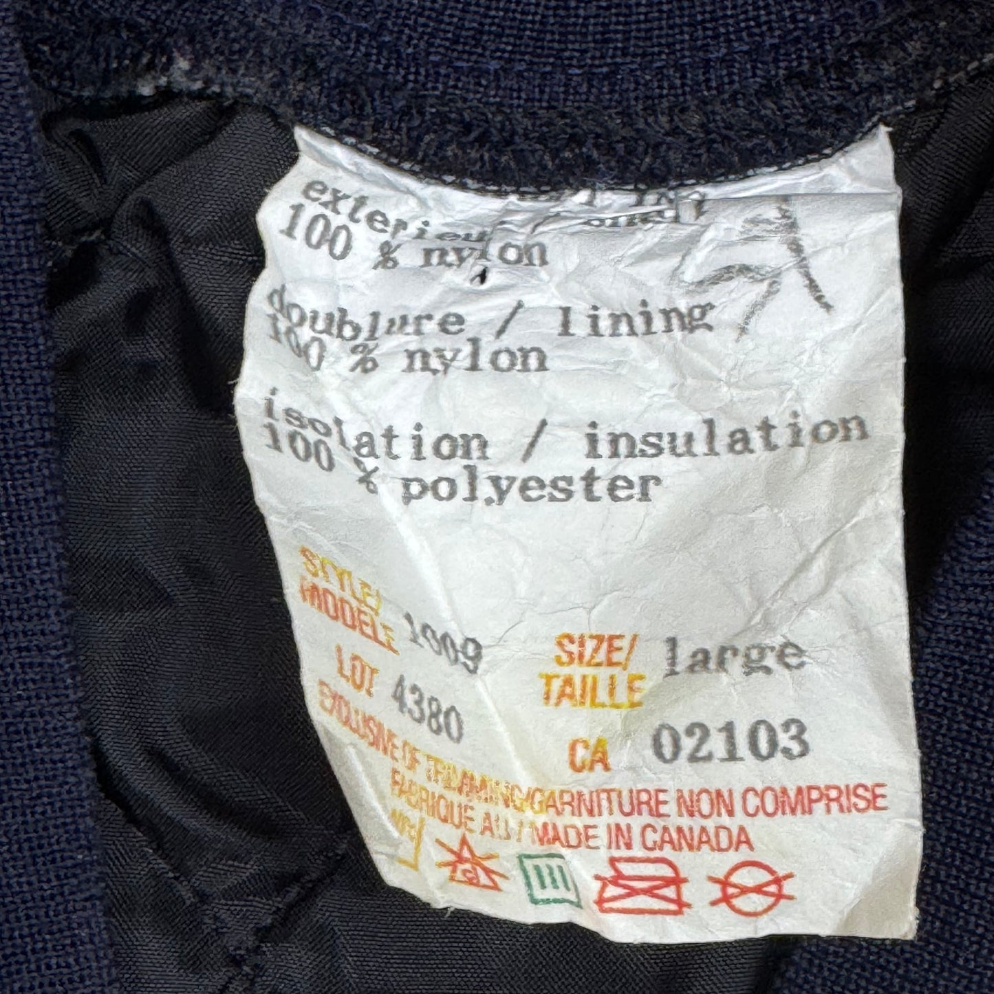 1990s - Navy Blue - Freezer Jacket - Large