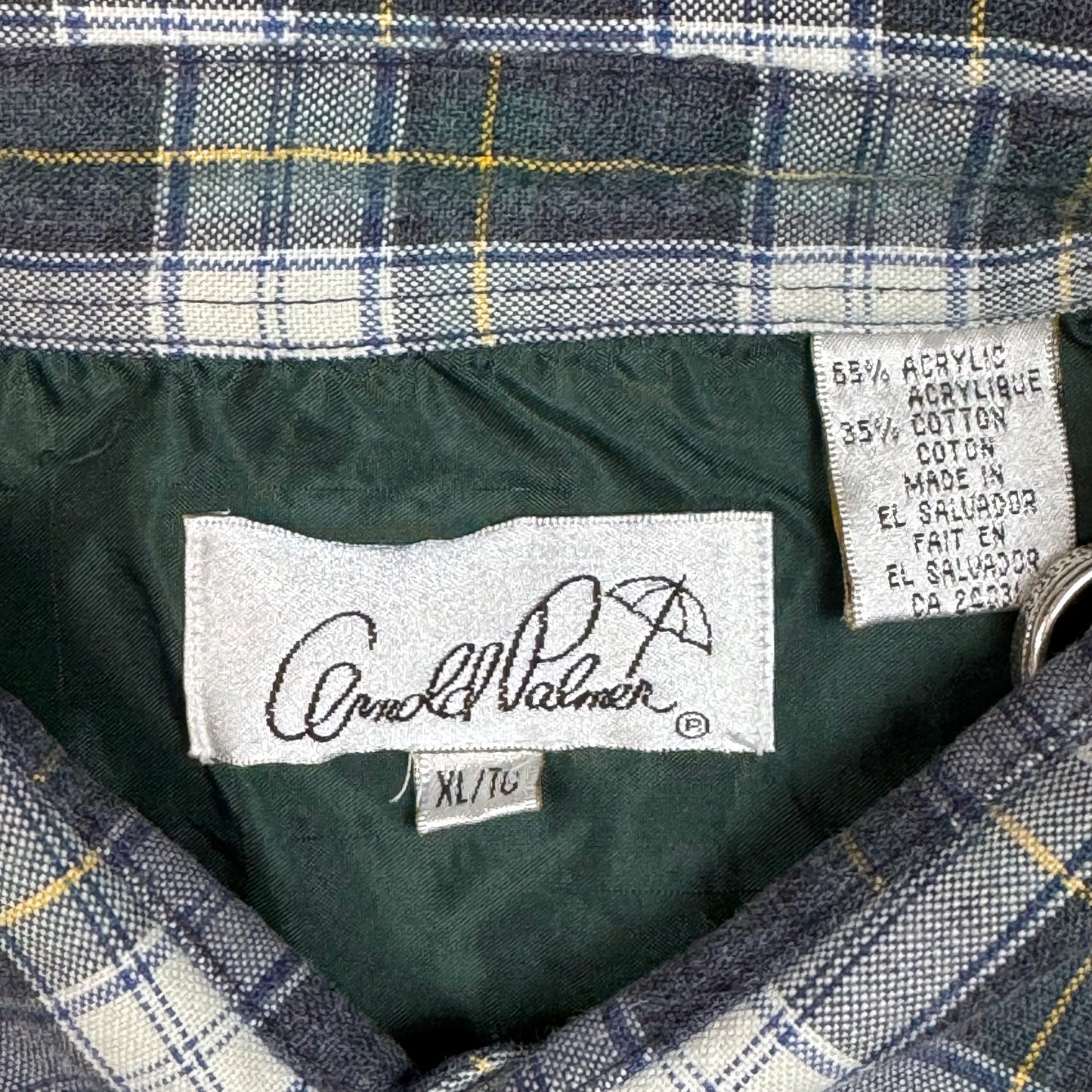 1990s - Arnold Palmer - Green Plaid - Shirt - XL