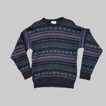 1987 - Glencroft - Grey/Purple - Wool Sweater - Small