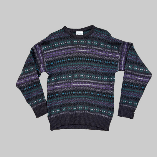 1987 - Glencroft - Grey/Purple - Wool Sweater - Small