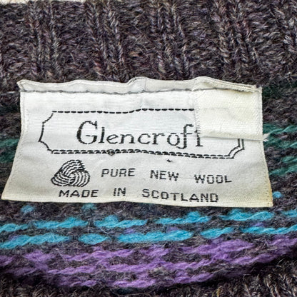 1987 - Glencroft - Grey/Purple - Wool Sweater - Small