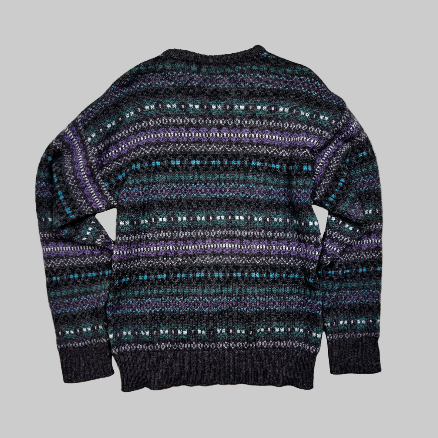 1987 - Glencroft - Grey/Purple - Wool Sweater - Small
