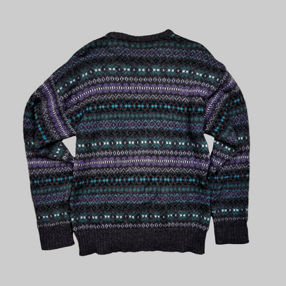 1987 - Glencroft - Grey/Purple - Wool Sweater - Small