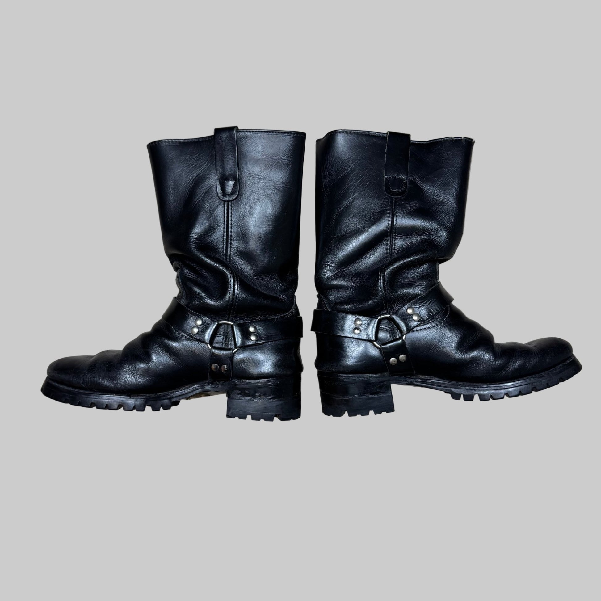 Vintage - Harness Boots - Black Leather - 8.5M/6.5W - The Circle Collective